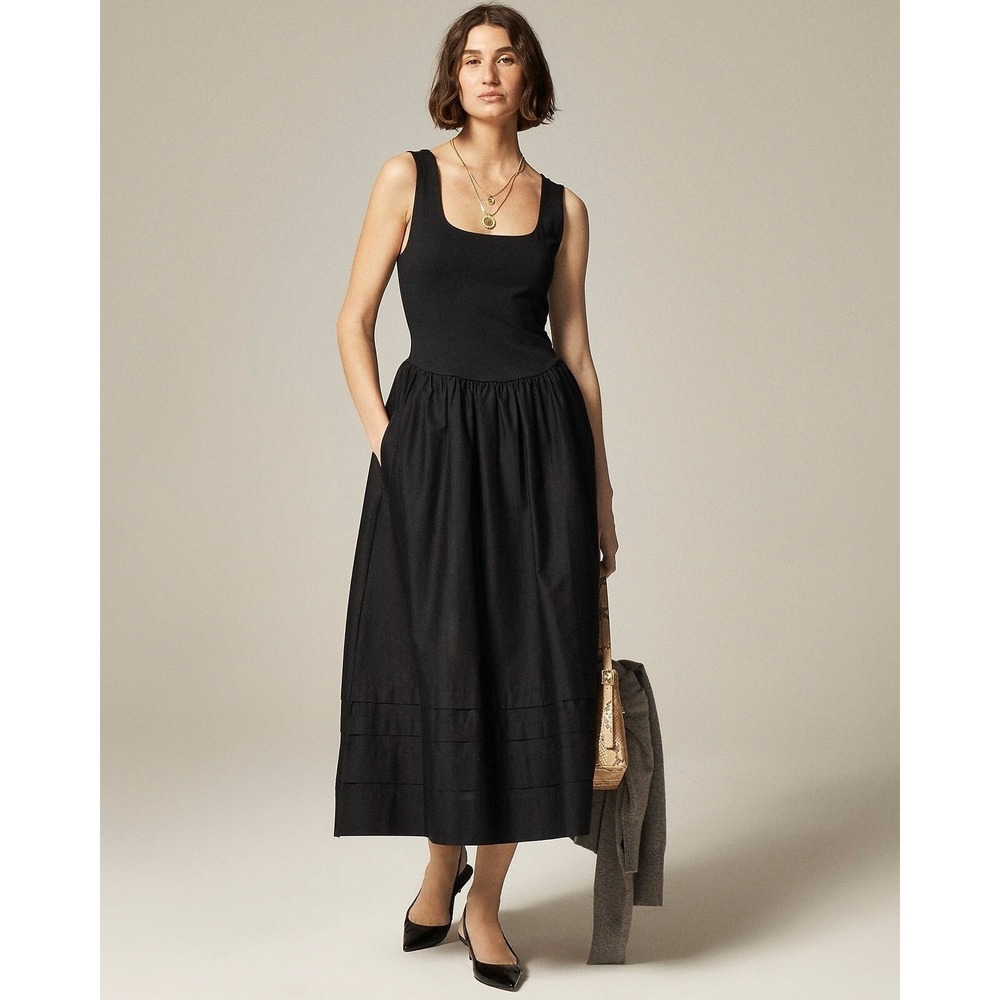 J.crew Drop-waist mixy dress Black XXS NWT‎